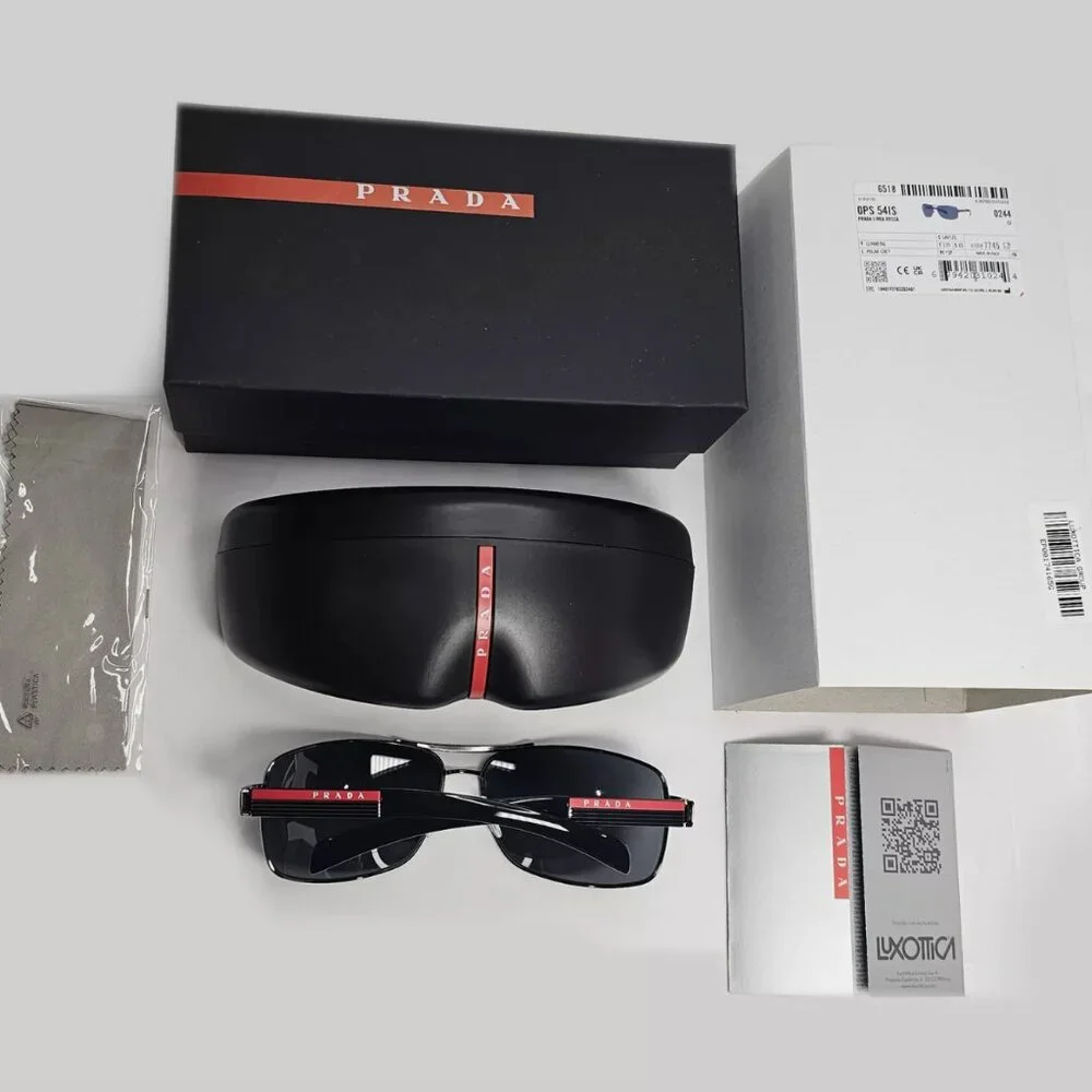 Prada Sunglasses Polarized Navigator Gunmetal Full Box